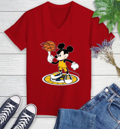 NBA Basketball Indiana Pacers Cheerful Mickey Disney Shirt Women's V-Neck T-Shirt 10