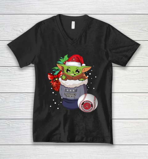 Arizona Diamondbacks Christmas Baby Yoda Star Wars Funny Happy MLB V-Neck T-Shirt