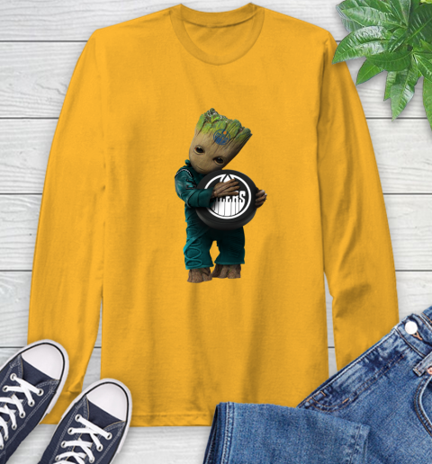 NHL Groot Guardians Of The Galaxy Hockey Sports Edmonton Oilers Long Sleeve T-Shirt 3