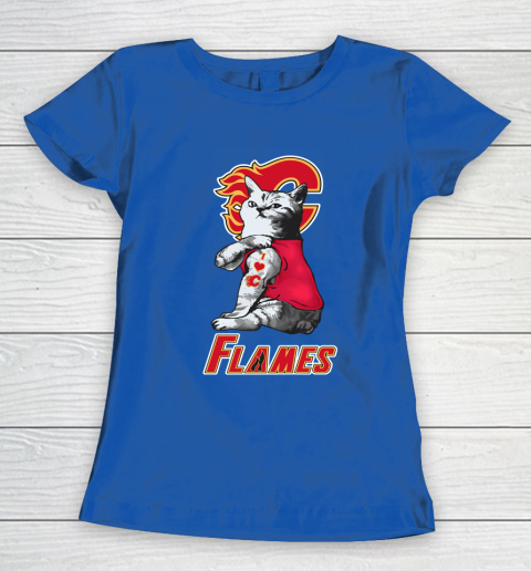 NHL My Cat Loves Calgary Flames Hockey Women's T-Shirt 8