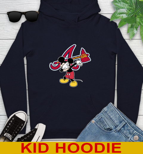 Atlanta Braves MLB Baseball Dabbing Mickey Disney Sports Youth Hoodie 4