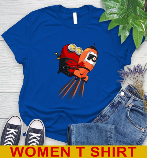 NHL Hockey Philadelphia Flyers Deadpool Minion Marvel Shirt Women's T-Shirt 10