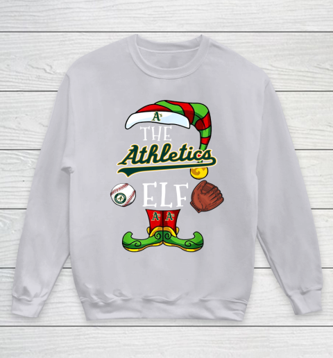 Oakland Athletics Christmas ELF Funny MLB Youth Sweatshirt 3
