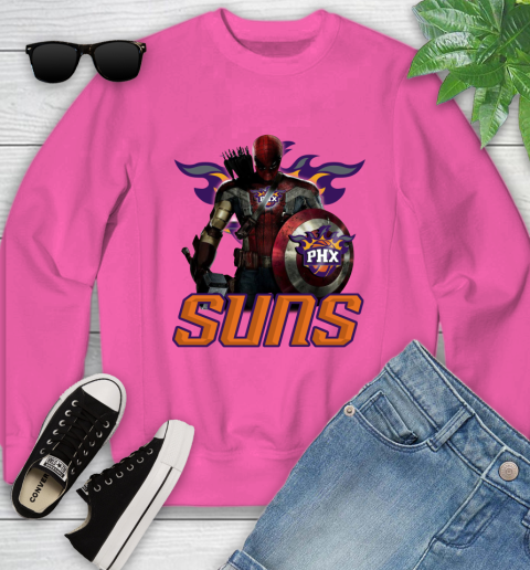 Phoenix Suns NBA Basketball Captain America Thor Spider Man Hawkeye Avengers Youth Sweatshirt 7