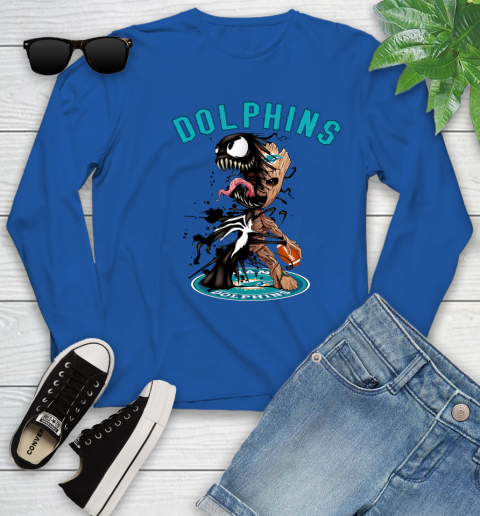 NFL Miami Dolphins Football Venom Groot Guardians Of The Galaxy Youth Long Sleeve 9
