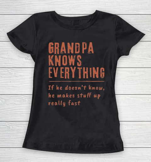 Grandpa Funny Gift Apparel  Grandpa know everyting if he doesnt know he makes stuff up really fast Women's T-Shirt