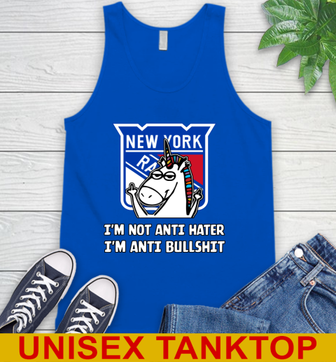 New York Rangers NHL Hockey Unicorn I'm Not Anti Hater I'm Anti Bullshit Tank Top 5