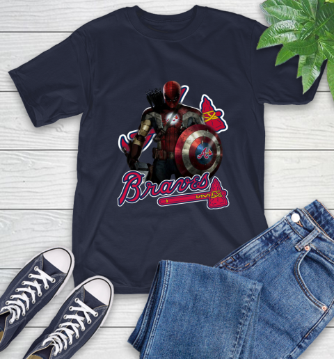MLB Captain America Thor Spider Man Hawkeye Avengers Endgame Baseball Atlanta Braves T-Shirt 4