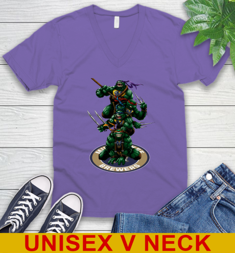 MLB Baseball Milwaukee Brewers Teenage Mutant Ninja Turtles Shirt V-Neck T-Shirt 9