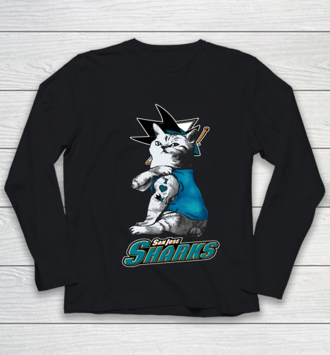 San jose sharks black cat shirt hot sale