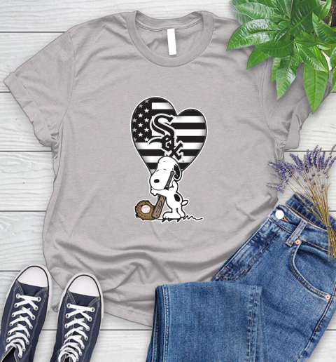 Chicago White Sox MLB Baseball The Peanuts Movie Adorable Snoopy Women's T-Shirt 10