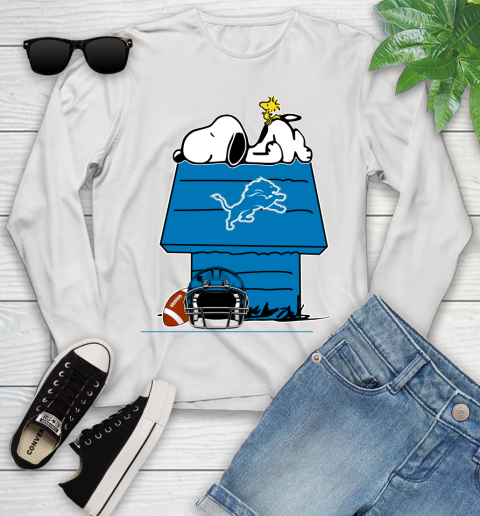 Detroit Lions NFL Football Snoopy Woodstock The Peanuts Movie Youth Long Sleeve