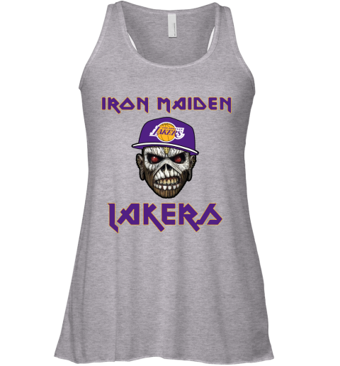 lt3p nba los angeles lakers iron maiden rock band music basketball flowy tank 32 front athletic heather