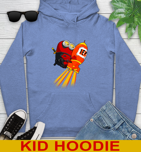 NFL Football Cincinnati Bengals Deadpool Minion Marvel Shirt Youth Hoodie 12
