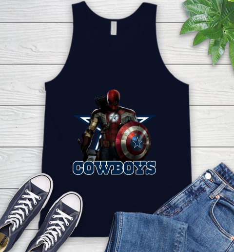 NFL Captain America Thor Spider Man Hawkeye Avengers Endgame Football Dallas Cowboys Tank Top 3
