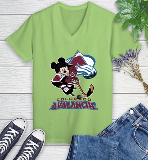 NHL Colorado Avalanche Mickey Mouse Disney Hockey T Shirt Women's V-Neck T-Shirt 11