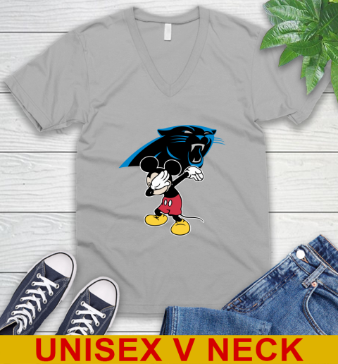 Carolina Panthers NFL Football Dabbing Mickey Disney Sports V-Neck T-Shirt 4