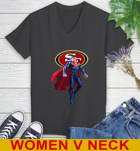 NFL Superman DC Sports Football San Francisco 49ers Women's V-Neck T-Shirt 9