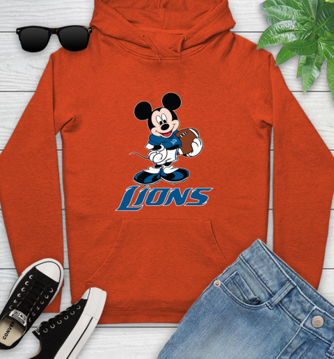 NFL Football Detroit Lions Cheerful Mickey Mouse Shirt Youth Hoodie 5