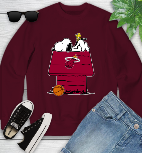 Miami Heat NBA Basketball Snoopy Woodstock The Peanuts Movie Youth Sweatshirt 5