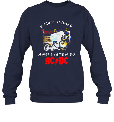 Snoopy And Woodstock Face Mask Stay Home And Listen To Acdc Hard Rock Band Sweatshirt Cheap T Shirts Store Online Shopping