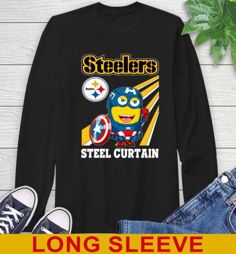 NFL Football Pittsburgh Steelers Captain America Marvel Avengers Minion Shirt Long Sleeve T-Shirt