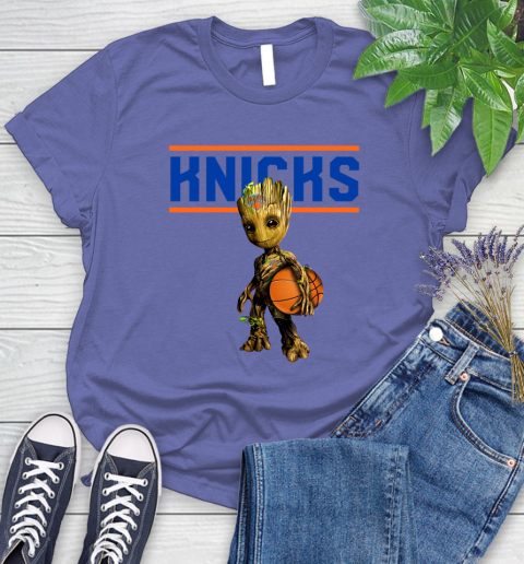 New York Knicks NBA Basketball Groot Marvel Guardians Of The Galaxy Women's T-Shirt 11