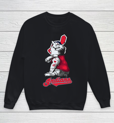 MLB Baseball My Cat Loves Cleveland Indians Youth Sweatshirt