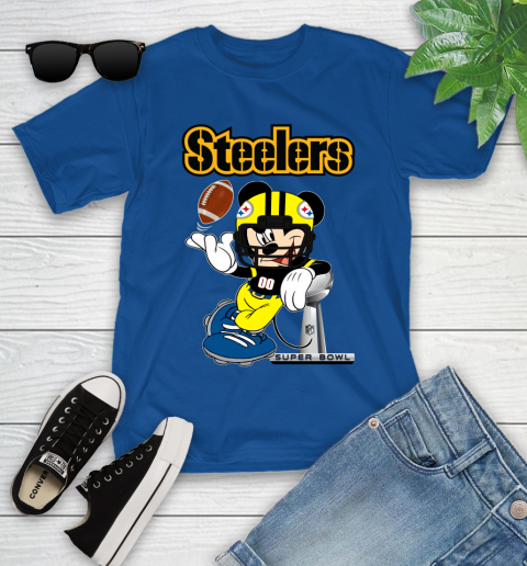 NFL Pittsburgh Steelers Mickey Mouse Disney Super Bowl Football T Shirt Youth T-Shirt 21