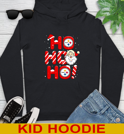 Pittsburgh Steelers NFL Football Ho Ho Ho Santa Claus Merry Christmas Shirt Youth Hoodie