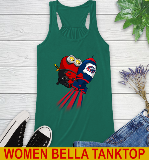 NHL Hockey Columbus Blue Jackets Deadpool Minion Marvel Shirt Racerback Tank 5