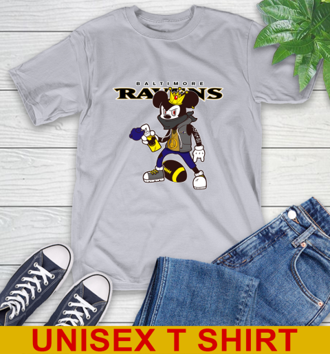Baltimore Ravens NFL Football Mickey Peace Sign Sports T-Shirt 6