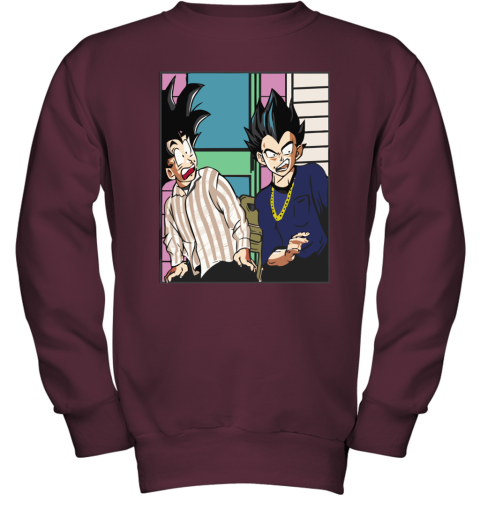 nq7j friday damn meme son goku and vegeta dragon ball shirts youth sweatshirt 47 front maroon