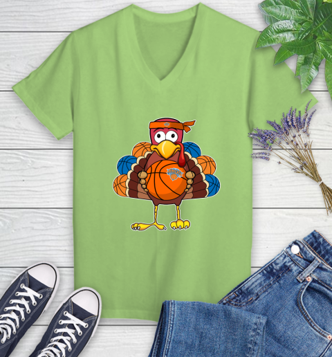 New York Knicks Turkey thanksgiving day Women's V-Neck T-Shirt 11