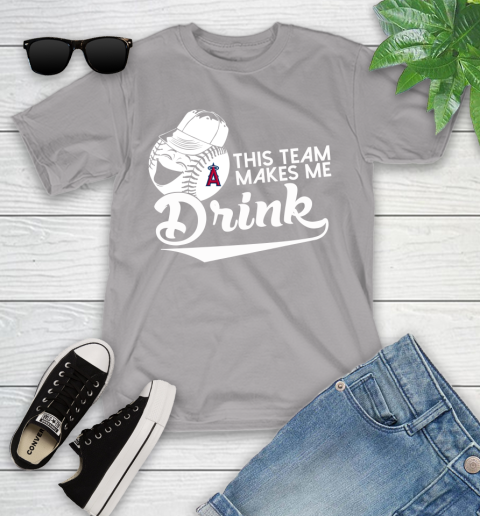 Los Angeles Angels MLB Baseball This Team Makes Me Drink Adoring Fan Youth T-Shirt 4