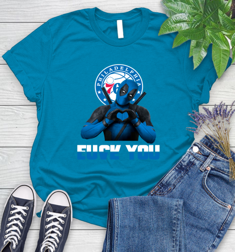 NBA Philadelphia 76ers Deadpool Love You Fuck You Basketball Sports Women's T-Shirt 10