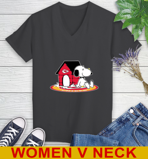 NFL Football Kansas City Chiefs Snoopy The Peanuts Movie Shirt Women's V-Neck T-Shirt 9