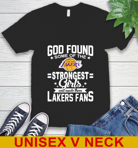 Los Angeles Lakers NBA Basketball God Found Some Of The Strongest Girls Adoring Fans V-Neck T-Shirt