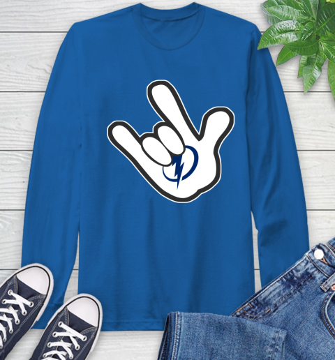 Tampa Bay Lightning NHL Hockey Mickey Rock Hand Disney Long Sleeve T-Shirt 9