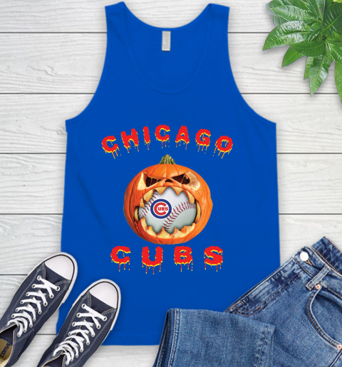 MLB Chicago Cubs Halloween Pumpkin Baseball Sports Tank Top 5