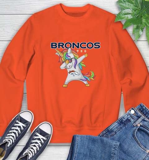 Denver Broncos NFL Football Funny Unicorn Dabbing Sports Sweatshirt 4