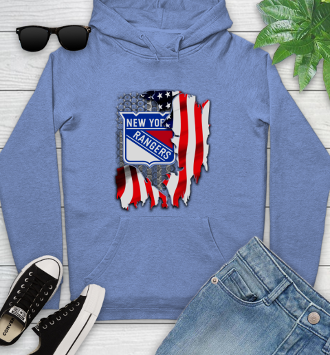 New York Rangers NHL Hockey American Flag Youth Hoodie 13