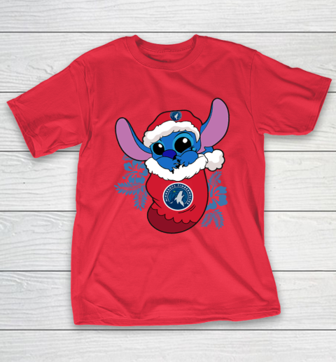 Minnesota Timberwolves Christmas Stitch In The Sock Funny Disney NBA T-Shirt 10