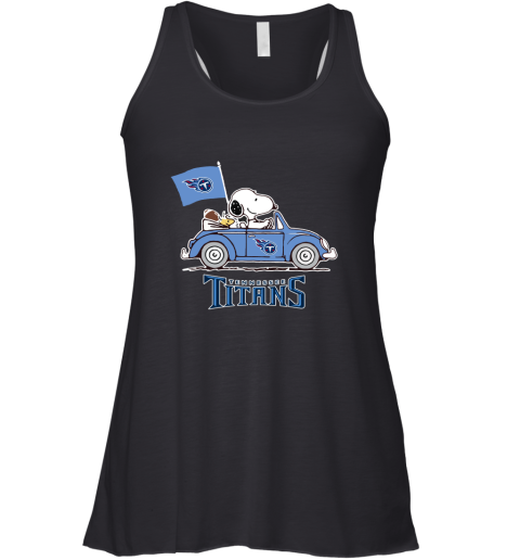 Snoopy And Woodstock Ride The Tennessee Titans Car NFL Racerback Tank