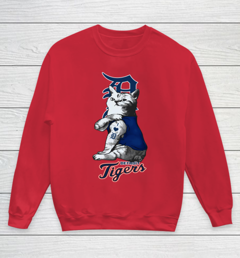 MLB Baseball My Cat Loves Detroit Tigers Youth Sweatshirt 7