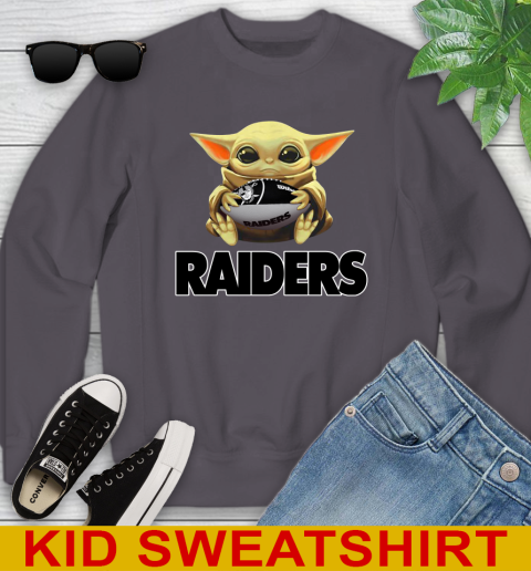 NFL Football Oakland Raiders Baby Yoda Star Wars Shirt Youth Sweatshirt 6