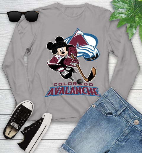 NHL Colorado Avalanche Mickey Mouse Disney Hockey T Shirt Youth Long Sleeve 17