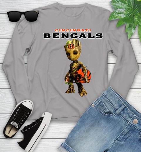 Cincinnati Bengals NFL Football Groot Marvel Guardians Of The Galaxy Youth Long Sleeve 5