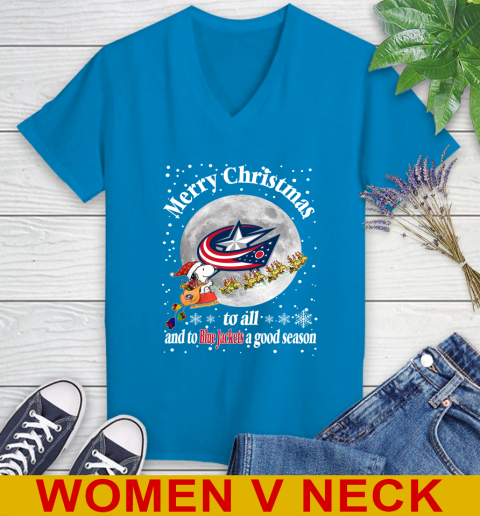 Columbus Blue Jackets Merry Christmas To All And To Blue Jackets A Good Season NHL Hockey Sports Women's V-Neck T-Shirt 7