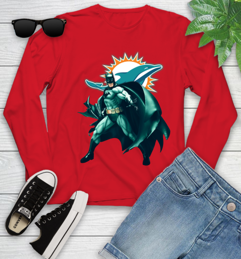 NFL Batman Football Sports Miami Dolphins Youth Long Sleeve 11